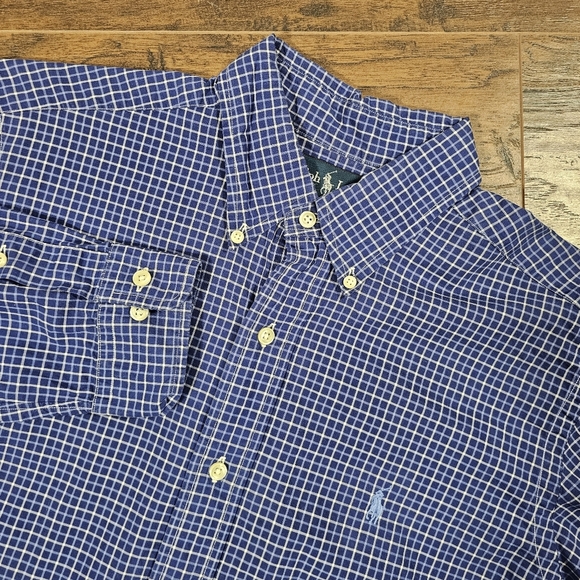 Ralph Lauren Shirt Mens‎ Medium Blue Plaid Button Down Long Sleeve Classic Fit - Picture 1 of 6
